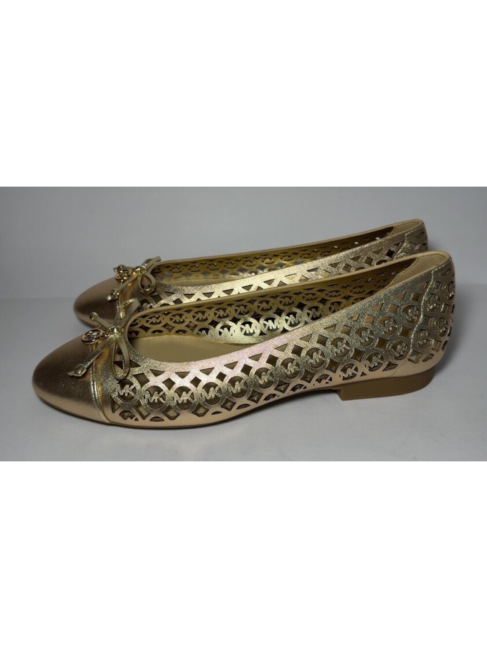 Michael Kors Piper Flex Ballet Flats Gold Laser Cut MK Logo